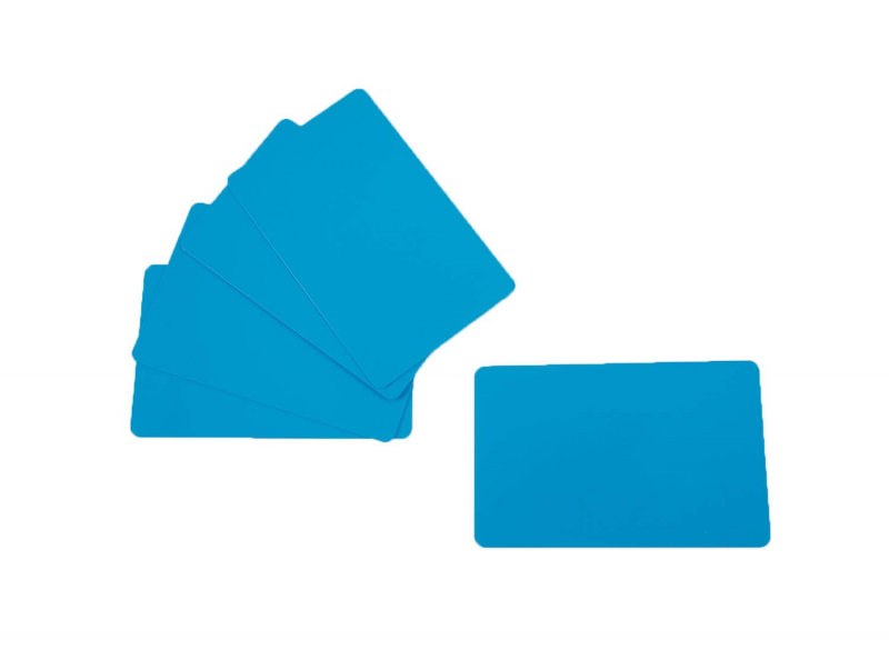 50 Plastikkarten Premium Qualität beidseitig Hellblau 